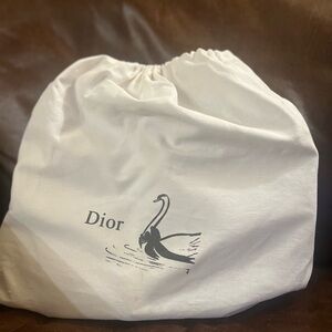D. Saddle White Drawstring Bag with Gold logo
